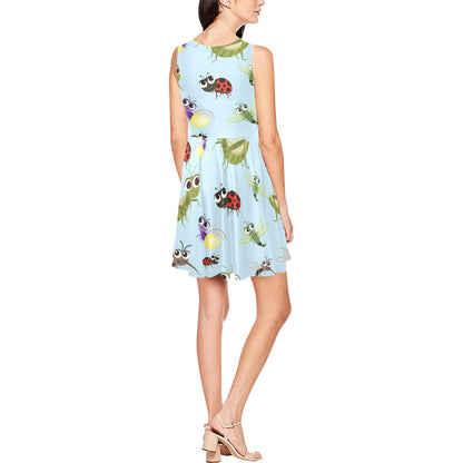 Ladybug Pattern Print Design 01 Sleeveless Dress