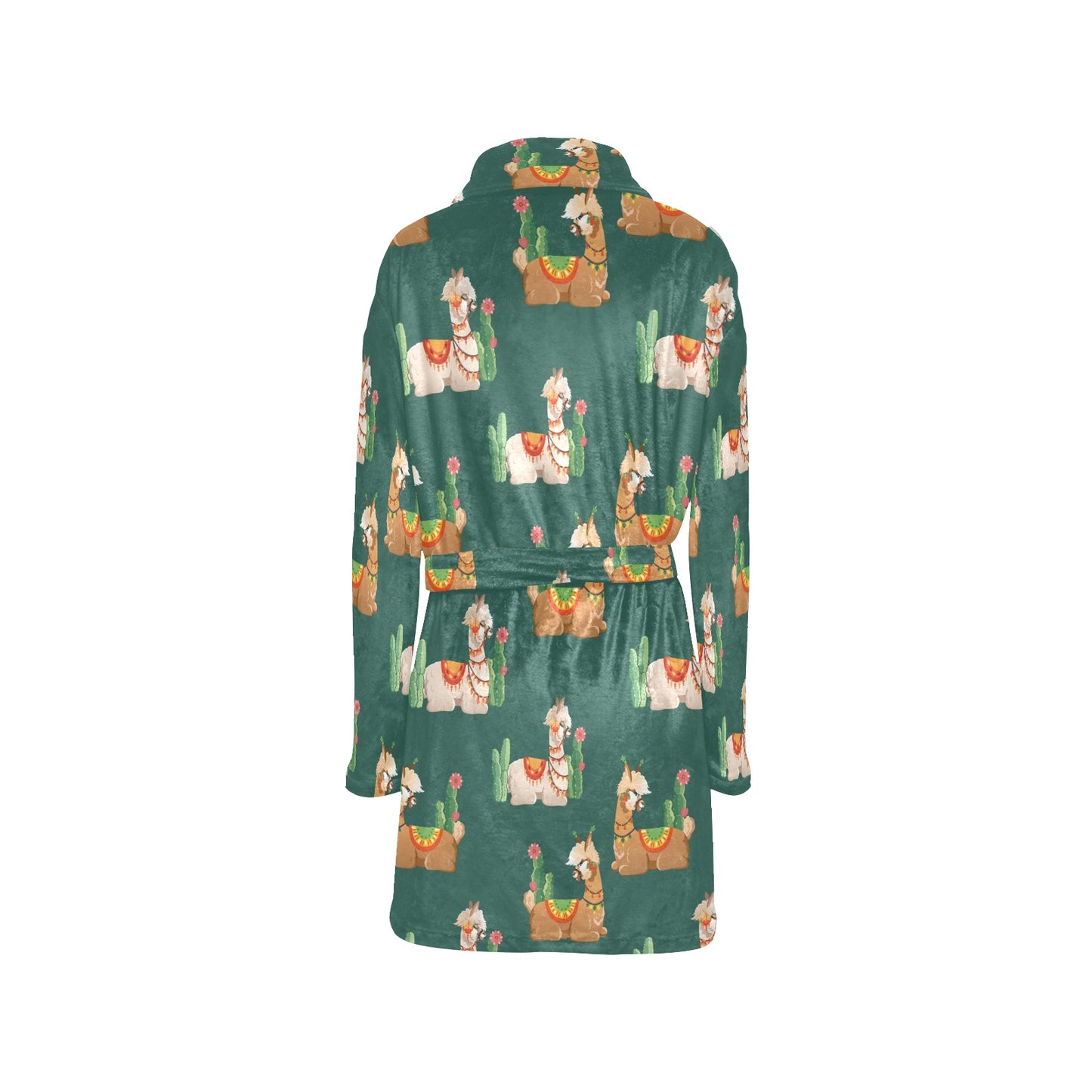 Llama Cactus Pattern Print Design 07 Women's Fleece Robe