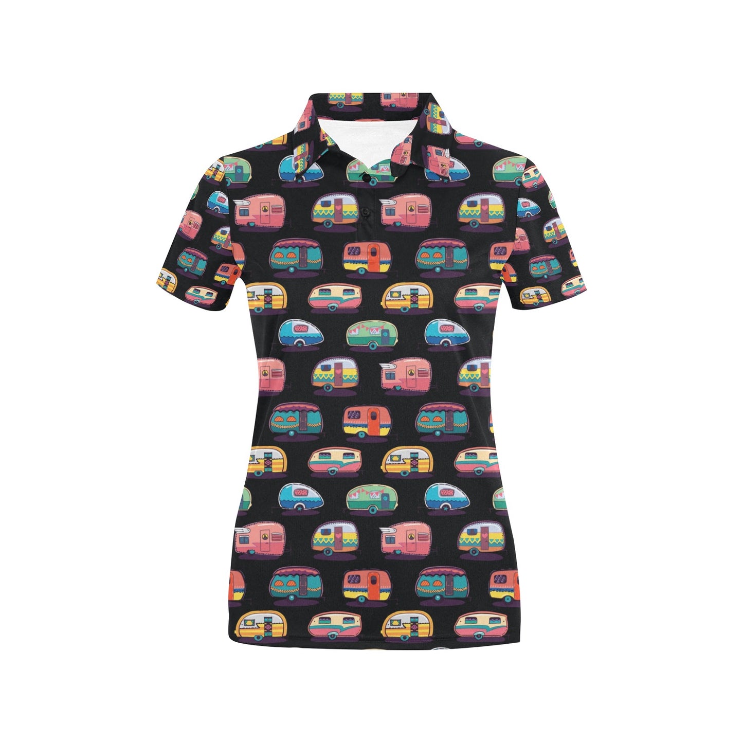 Camper Camping Pattern Women's Polo Shirt