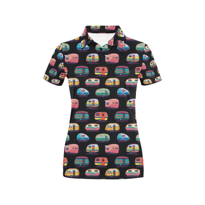 Camper Camping Pattern Women's Polo Shirt