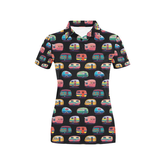 Camper Camping Pattern Women's Polo Shirt