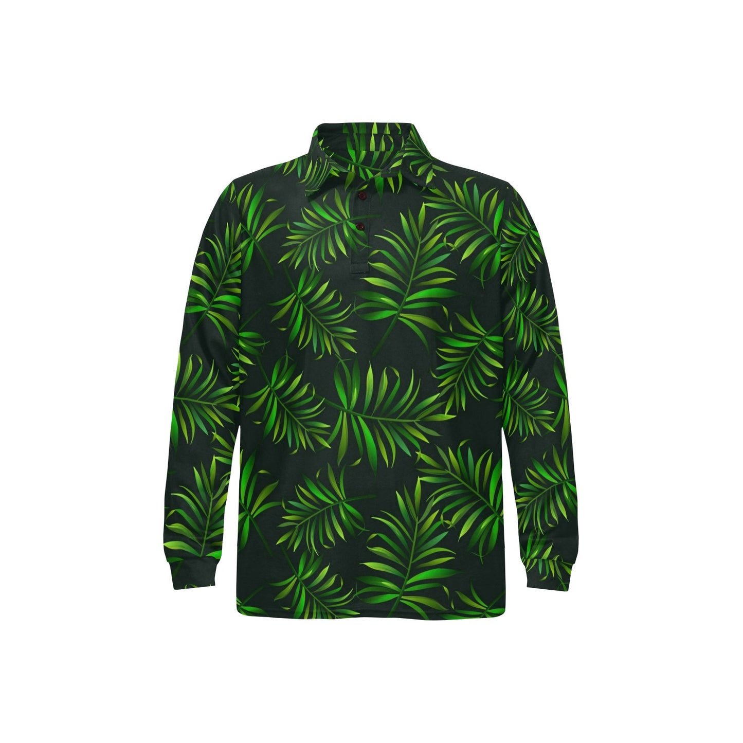 Rainforest Pattern Print Design RF03 Long Sleeve Polo Shirt For Men's