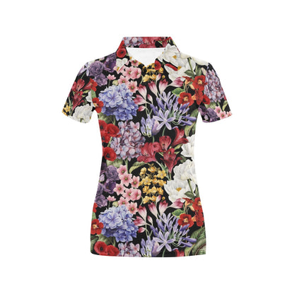 Summer Floral Pattern Print Design SF04 Women's Polo Shirt