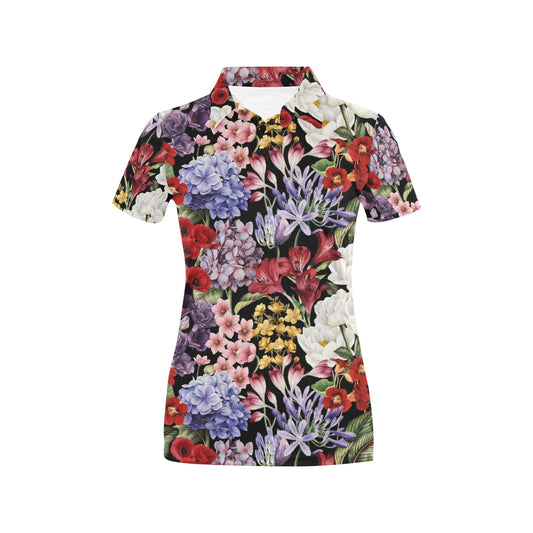 Summer Floral Pattern Print Design SF04 Women's Polo Shirt