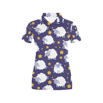 Sheep Pattern Print Design 03 Women's Polo Shirt