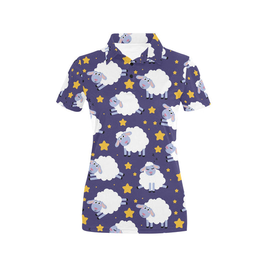 Sheep Pattern Print Design 03 Women's Polo Shirt