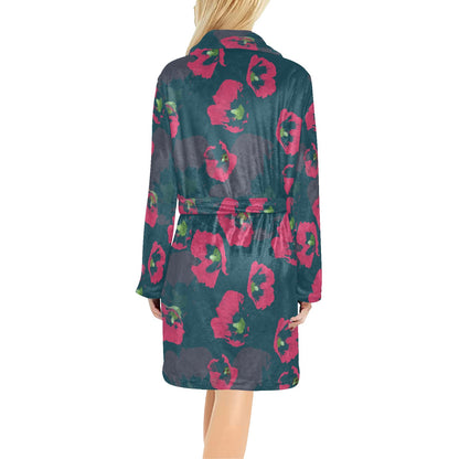 Morning Glory Pattern Print Design 01 Women's Fleece Robe