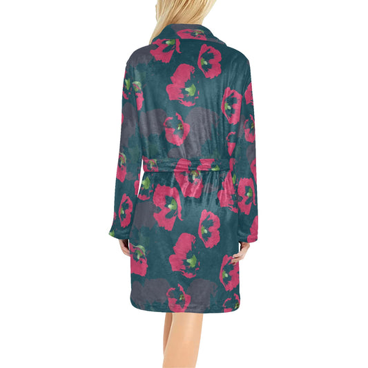 Morning Glory Pattern Print Design 01 Women's Fleece Robe