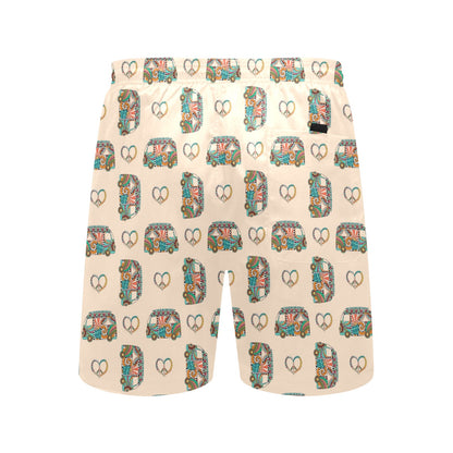 Hippie Van Peace Print Design LKS303 Men's Swim Trunks Beach Shorts
