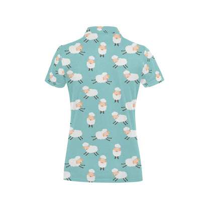 Sheep Print Design LKS406 Women's Polo Shirt