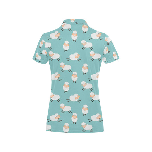 Sheep Print Design LKS406 Women's Polo Shirt