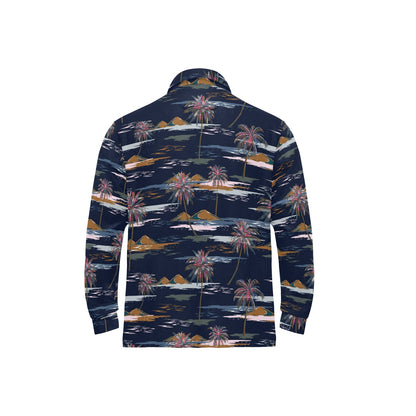 Pacific island Pattern Print Design A06 Long Sleeve Polo Shirt For Men's