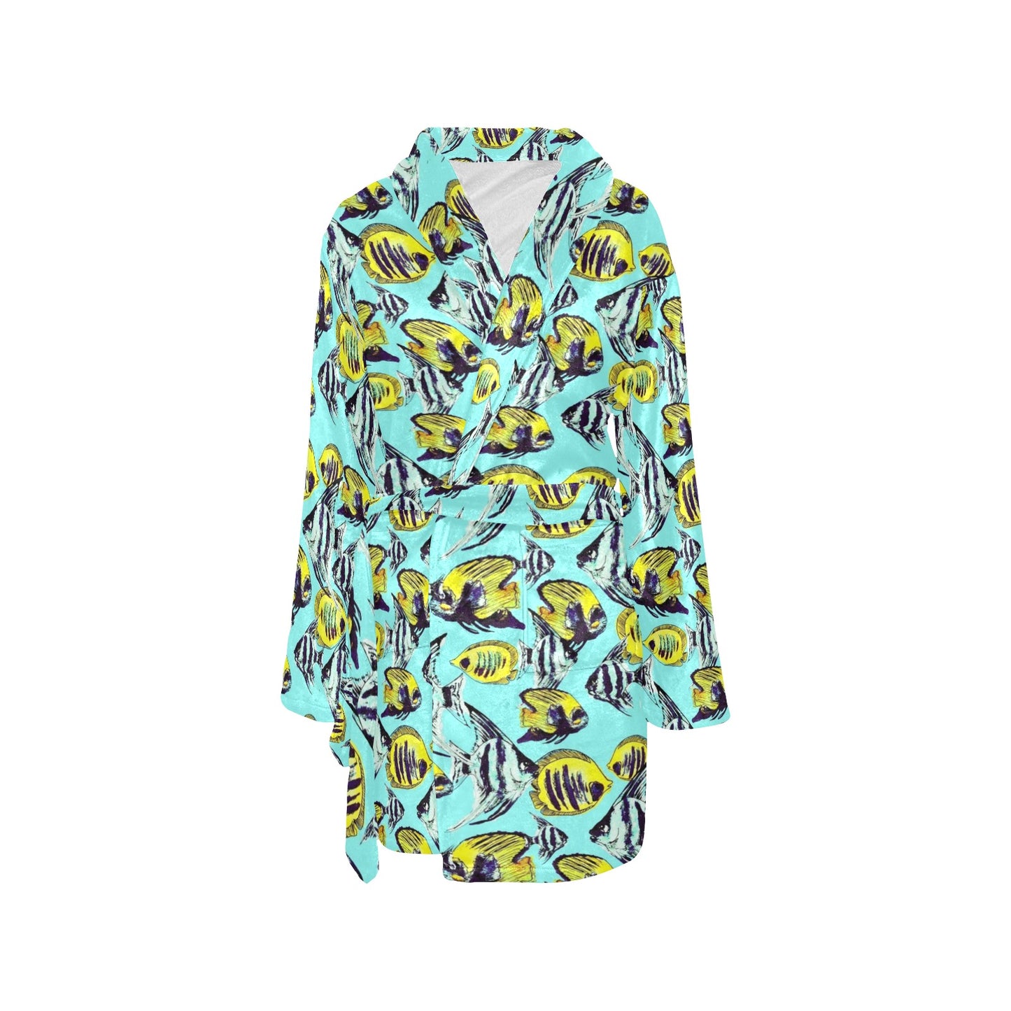 Angelfish Pattern Print Design 02 Women's Fleece Robe