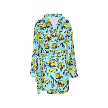 Angelfish Pattern Print Design 02 Women's Fleece Robe