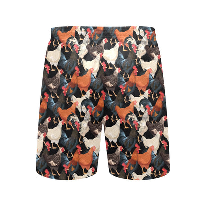 Chicken Print Pattern Men's Swim Trunks Beach Shorts