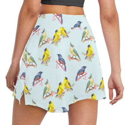Bird Sweet Themed Print Pattern 17" Golf & Pickleball Skort with Pockets