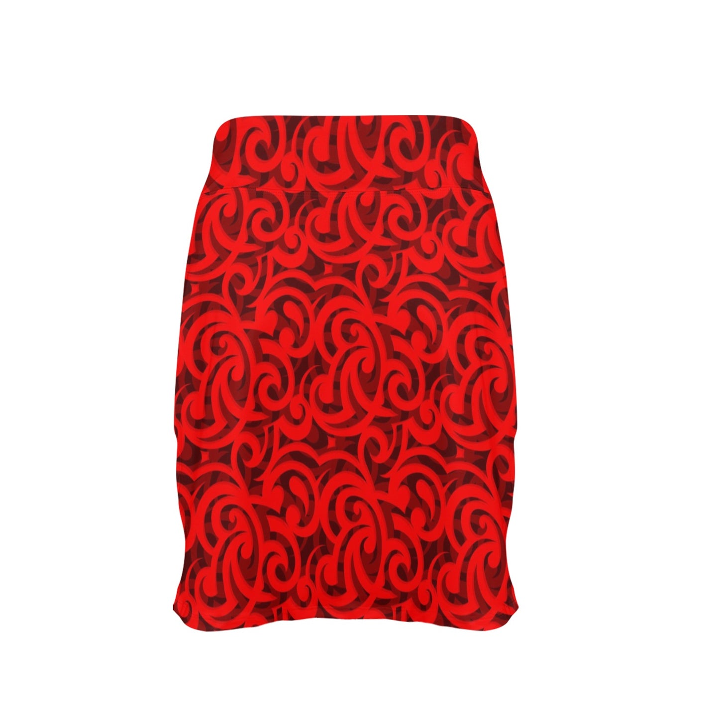 Maori Red Themed Design Print 17" Golf & Pickleball Skort with Pockets