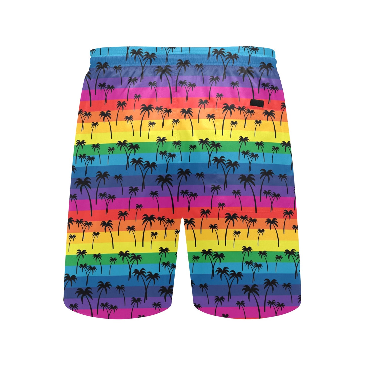 Palm Tree Rainbow Themed Print Men's Swim Trunks Beach Shorts