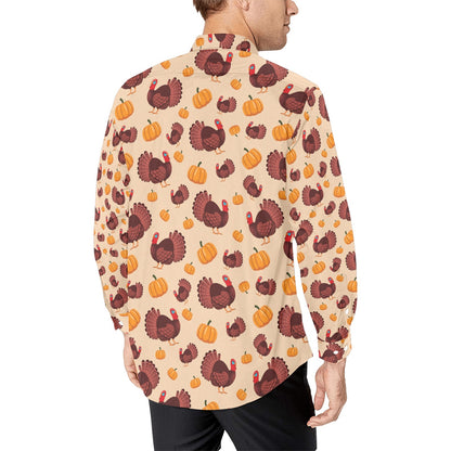 Thanksgiving Print Design LKS308 Men's Long Sleeve Dress Shirt