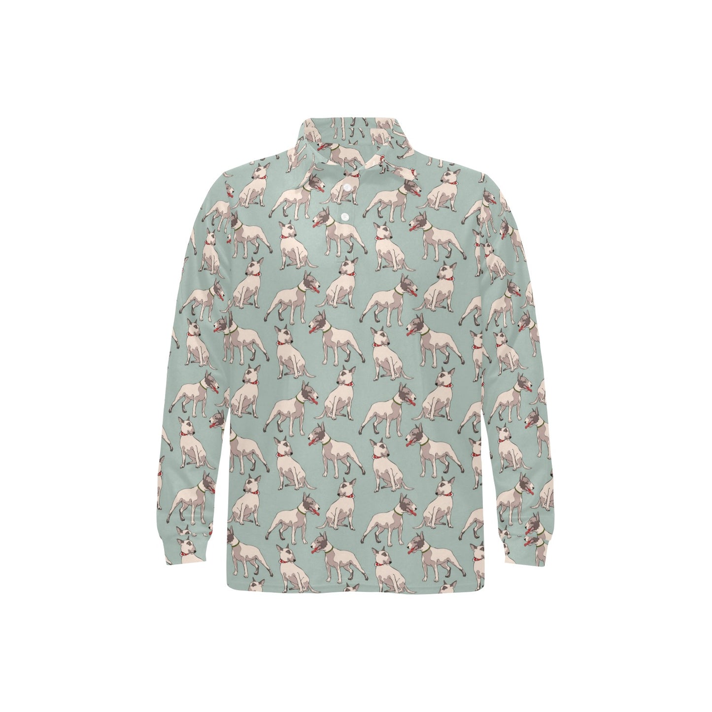 Bull Terrier Cute Print Pattern Long Sleeve Polo Shirt For Men's