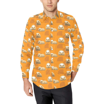 Guinea Pig Print Design LKS403 Men's Long Sleeve Dress Shirt