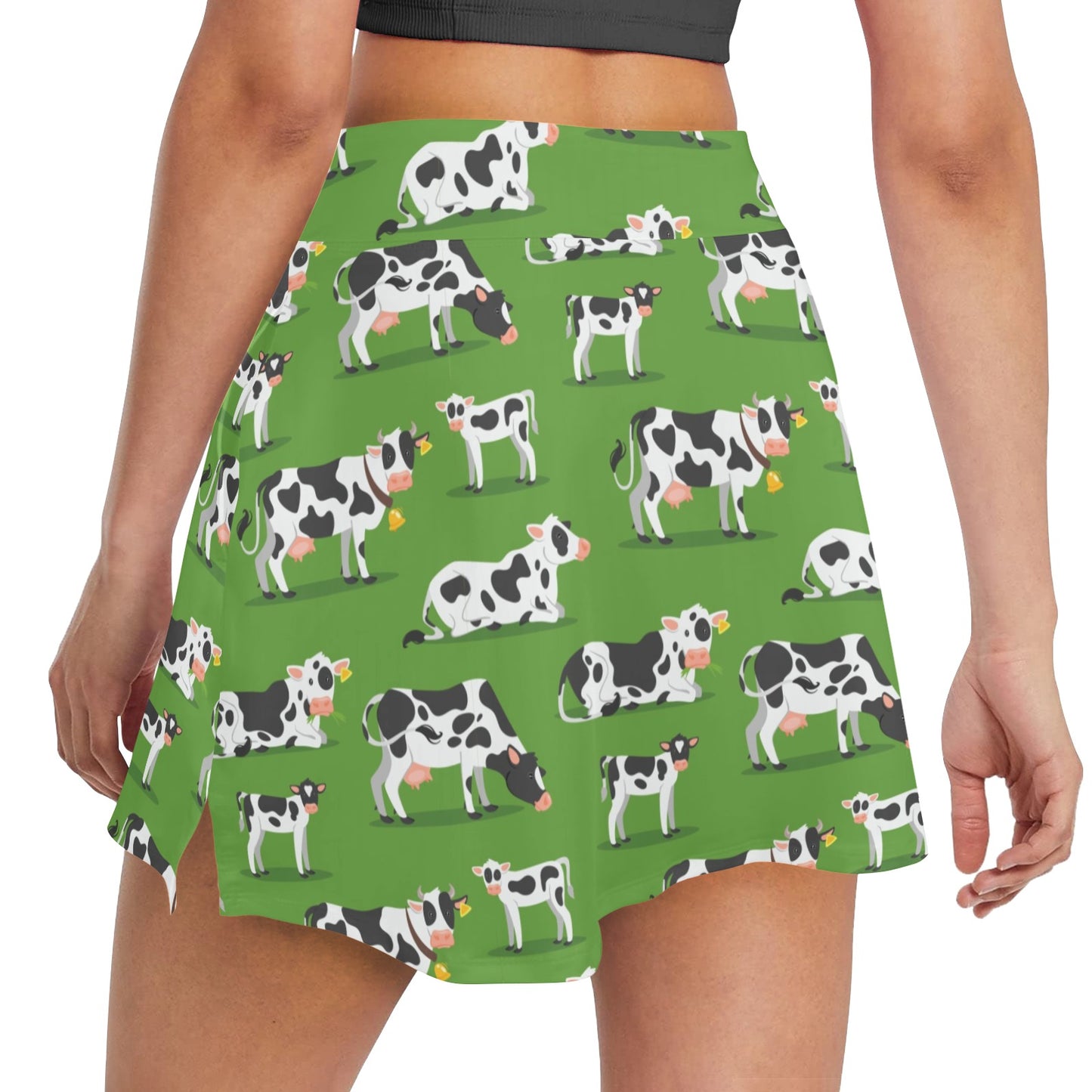 Cow Happy Print Pattern 17" Golf & Pickleball Skort with Pockets