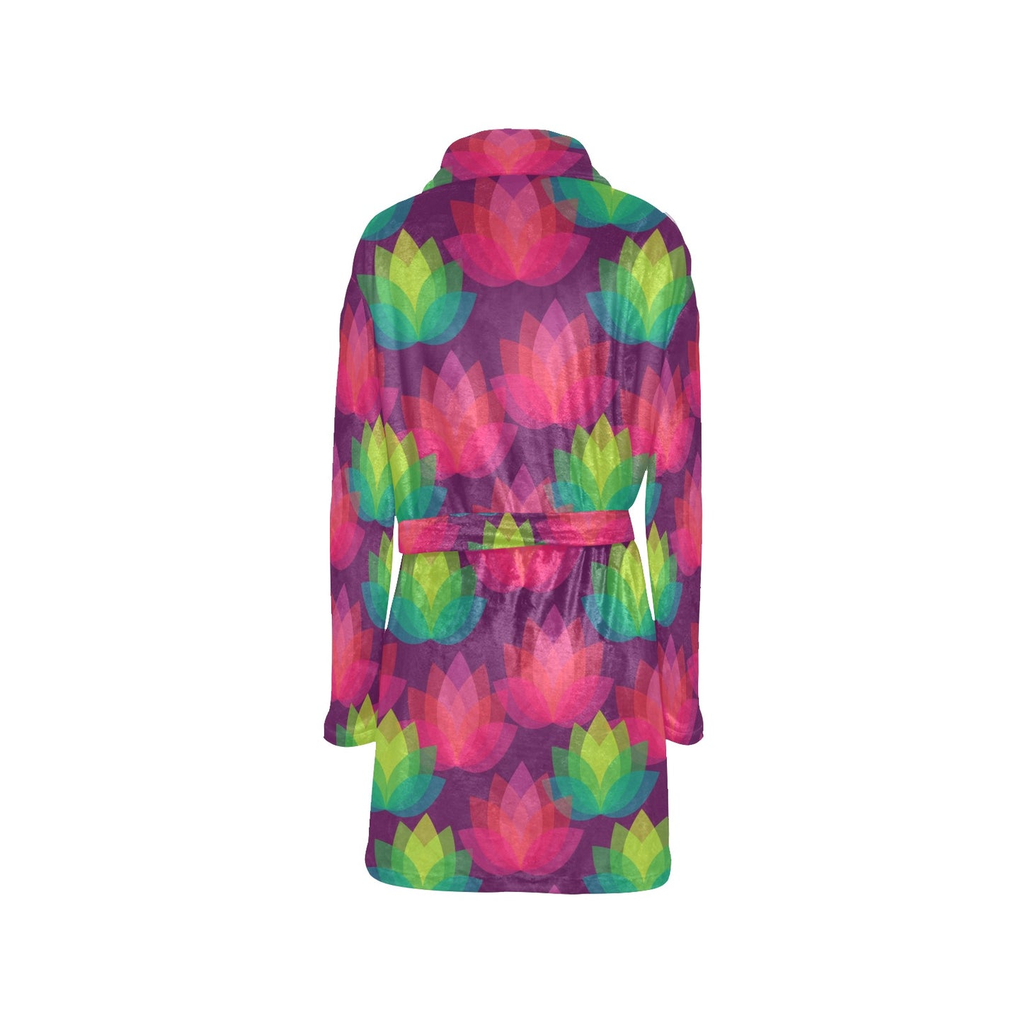 Lotus Pattern Print Design 02 Women's Fleece Robe