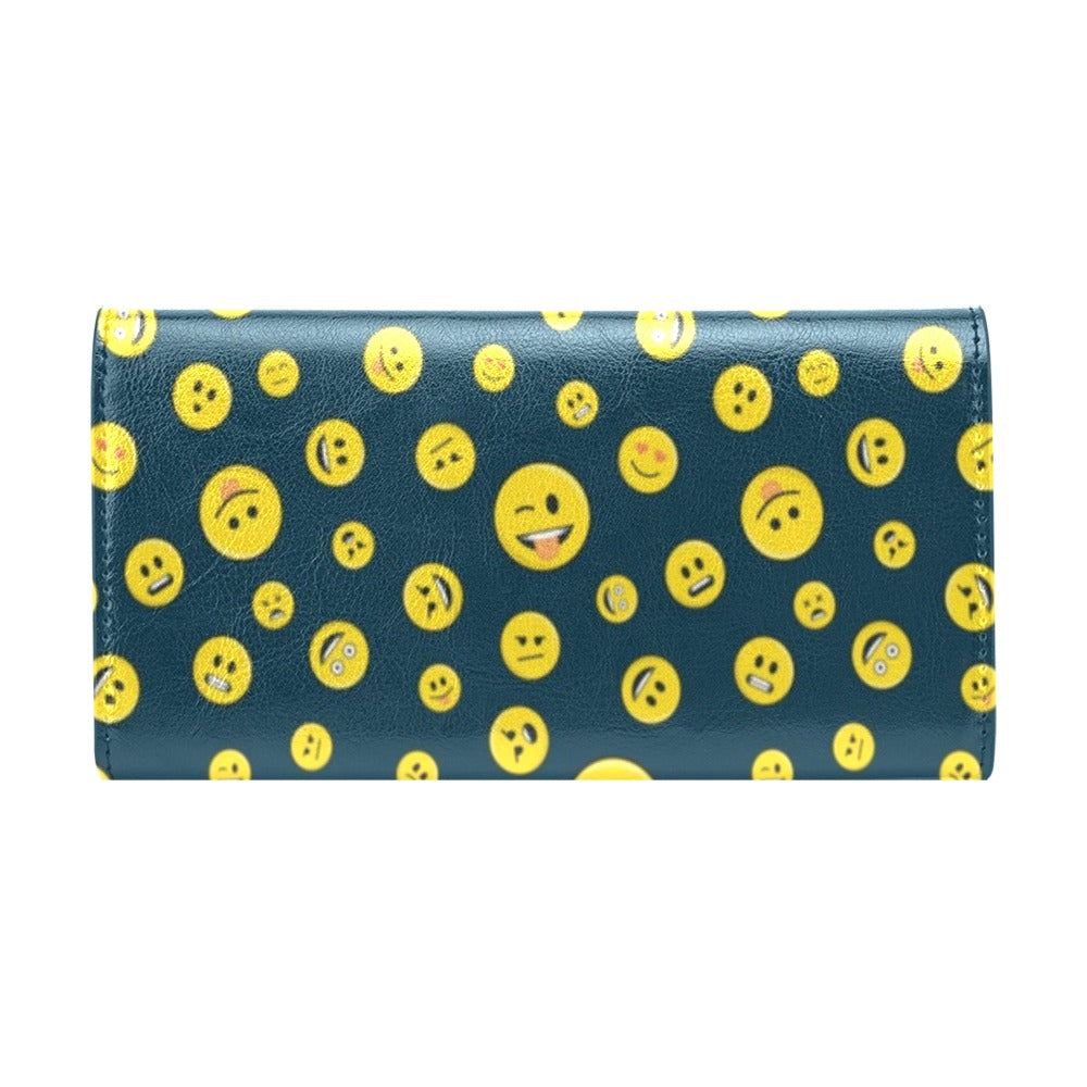 Smiley Face Emoji Print Design LKS301 Women's Trifold Wallet