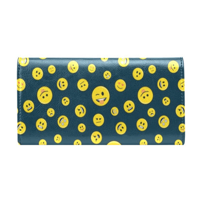 Smiley Face Emoji Print Design LKS301 Women's Trifold Wallet
