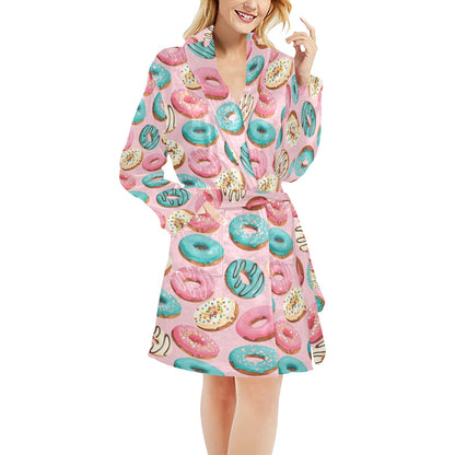 Donut Pattern Print Design DN06 Women's Fleece Robe
