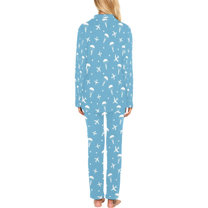 Skydiver Print Design LKS303 Women's Long Pajama Set