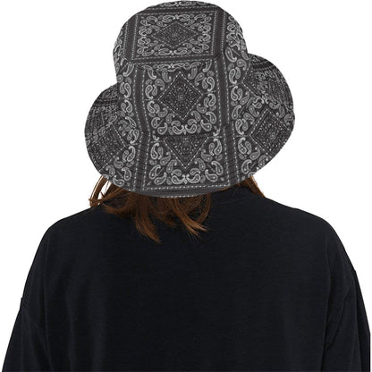 Bandana Black White Print Design LKS302 Unisex Bucket Hat
