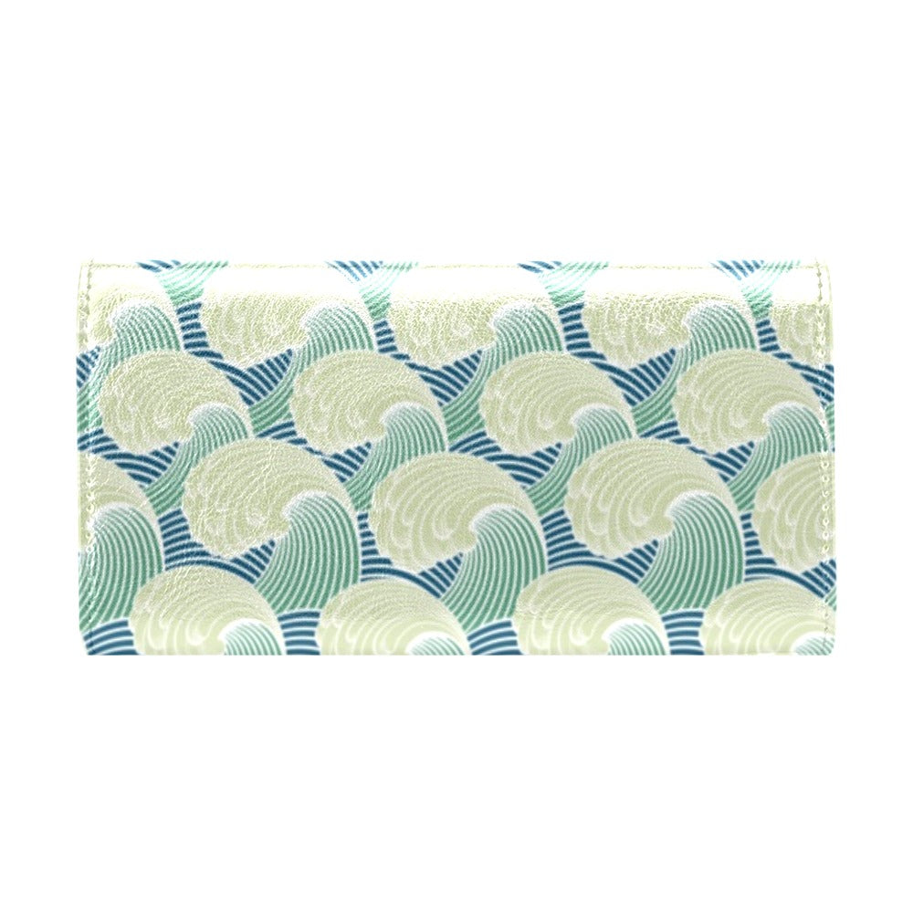 Wave Japan Style Print Design LKS302 Women's Trifold Wallet