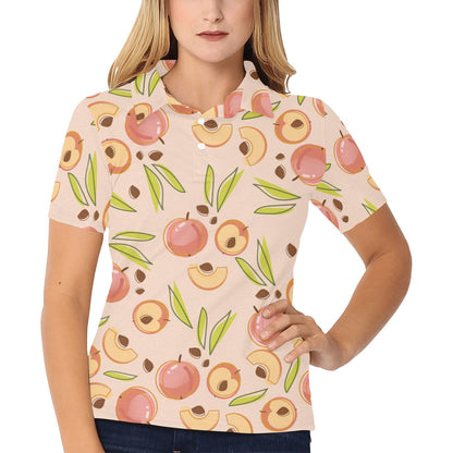 Peach Pattern Print Design A01 Women's Polo Shirt