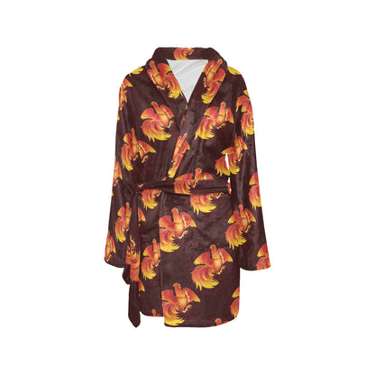Rooster Pattern Print Design A04 Women's Fleece Robe