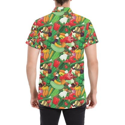 Salad Mix Vegetableprint Design LKS301 Men Short Sleeve Button Up Shirt