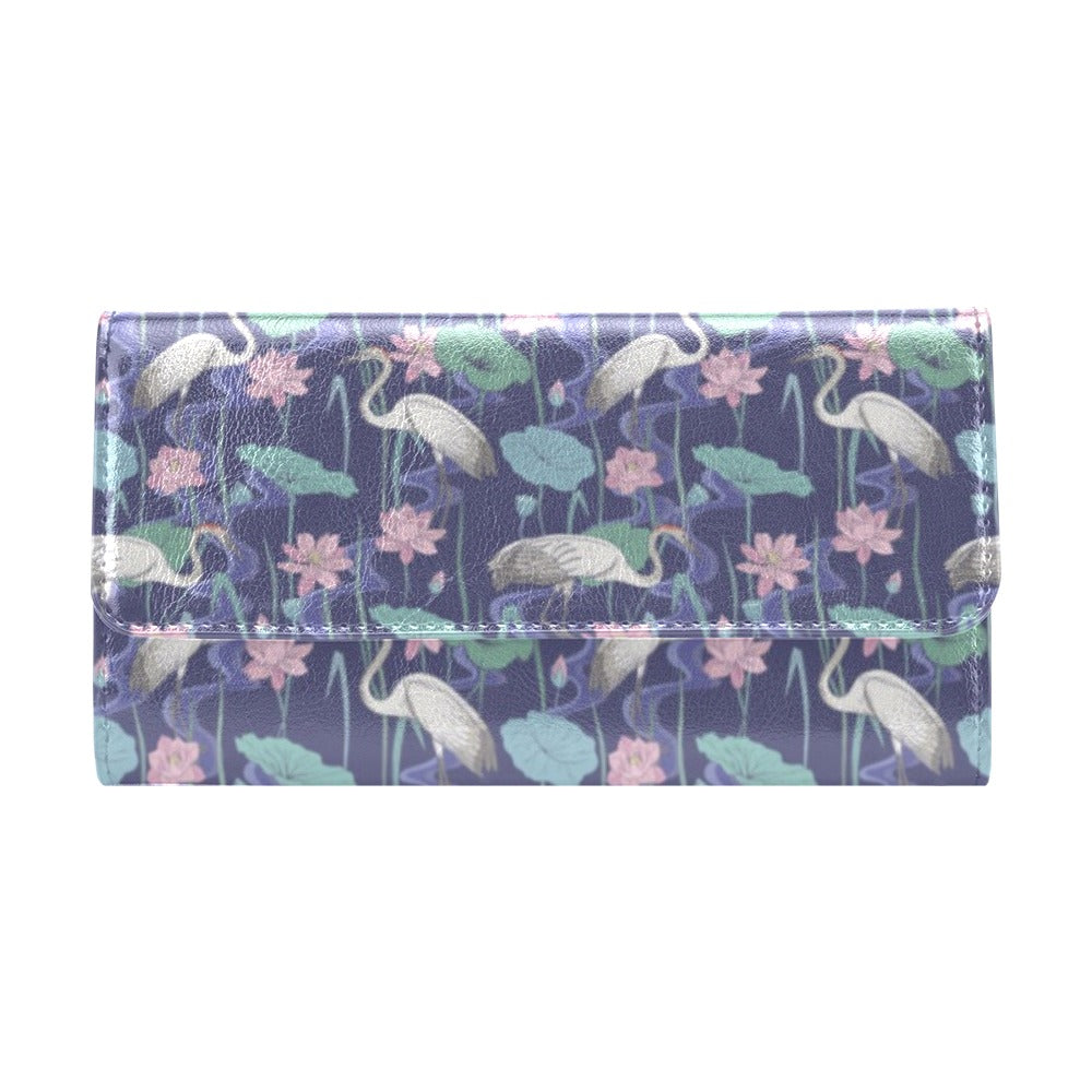 Water Lily Print Design LKS306 Women's Trifold Wallet
