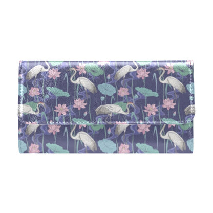 Water Lily Print Design LKS306 Women's Trifold Wallet