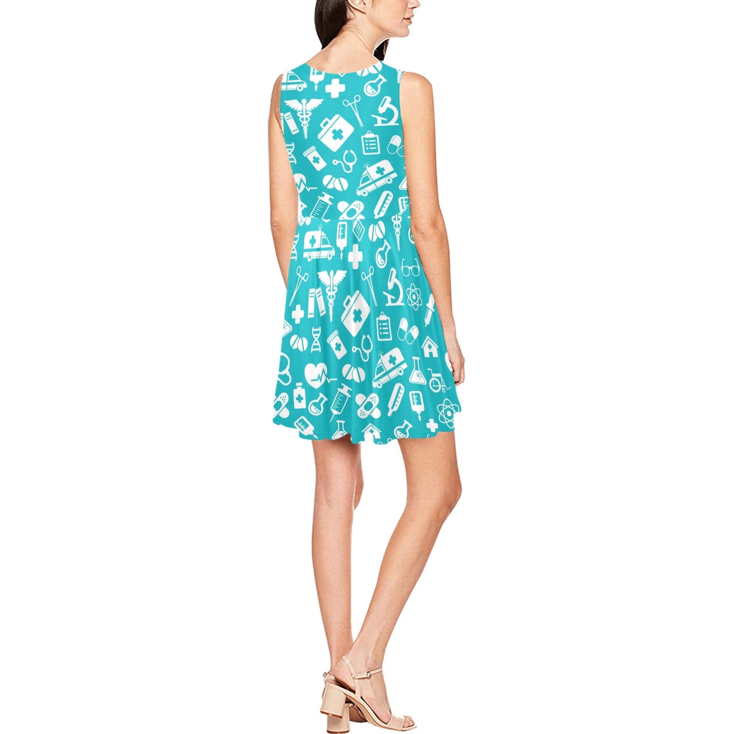 Medical Pattern Print Design 04 Sleeveless Dress