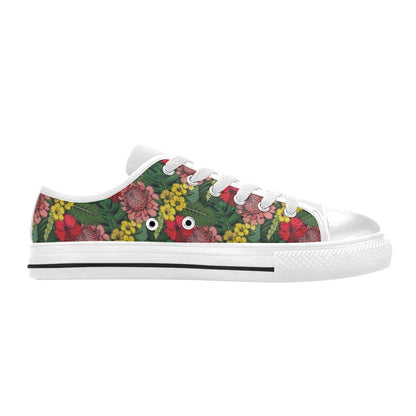 Summer Floral Print Design LKS305 Women's White Low Top Shoes
