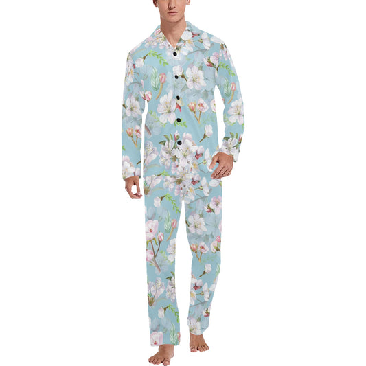 Apple blossom Pattern Print Design AB06 Men's Long Pajama Set