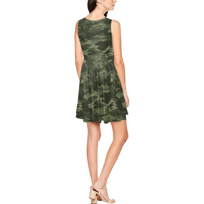 Army Camouflage Pattern Print Design 02 Sleeveless Dress