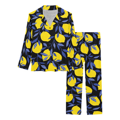 Lemon Pattern Print Design LM01 Women's Long Pajama Set