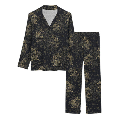 KOI Fish Pattern Print Design 02 Women's Long Pajama Set