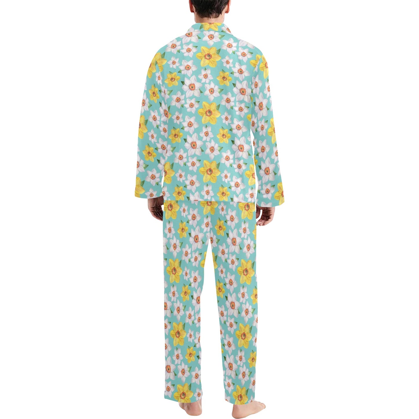 Daffodils Pattern Print Design 02 Men's Long Pajama Set