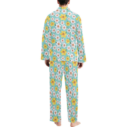 Daffodils Pattern Print Design 02 Men's Long Pajama Set