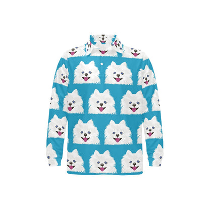 Pomeranians Pattern Print Design A05 Long Sleeve Polo Shirt For Men's