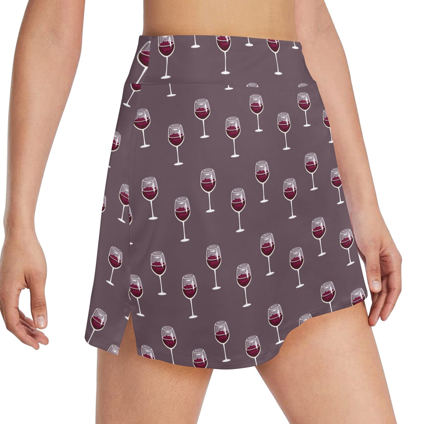 Wine Glass Pattern Print Design LKS305 17" Golf & Pickleball Skort with Pockets