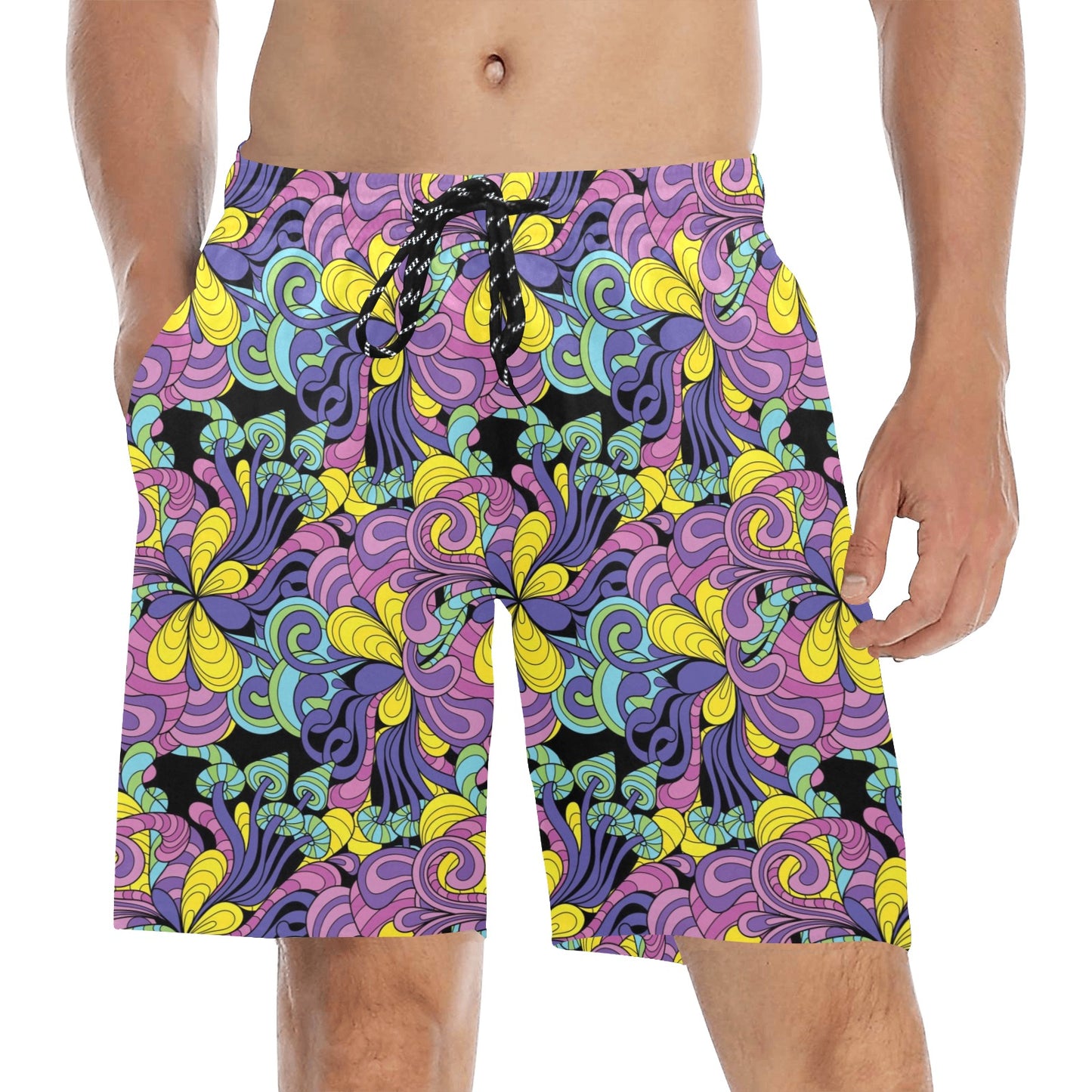 Trippy Print Design LKS305 Men's Swim Trunks Beach Shorts
