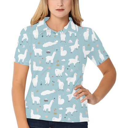 Alpaca Pattern Print Design 02 Women's Polo Shirt